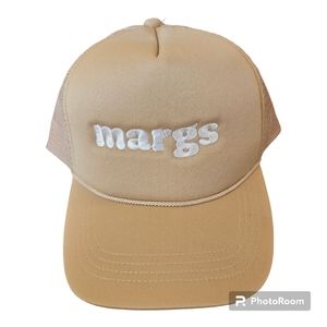 margs. Trucker Hat Tan OSFM Funny Drinking Hat Coastal Cowgirl NWOT